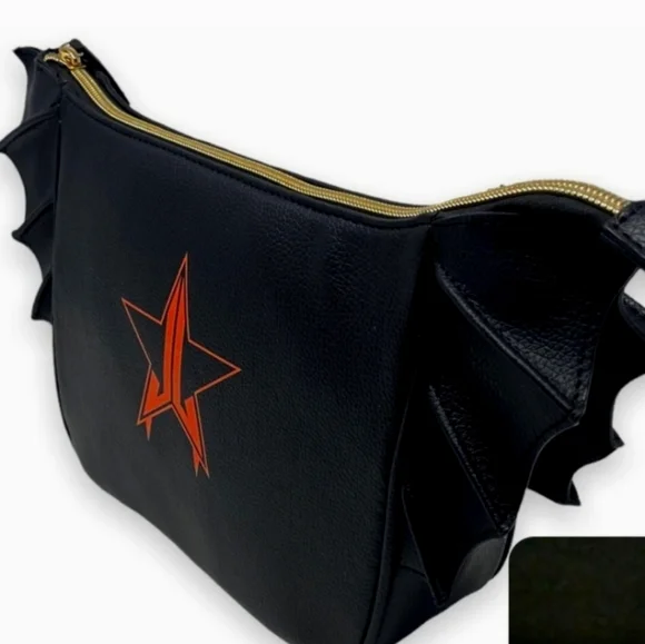 Jeffree Star BlK Bat Wing Full Zipper Handbag/Makeup Bag HALLOWEEN Ret. … - Picture 2 of 5